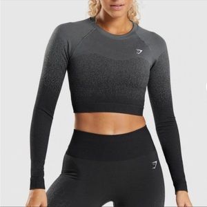 Gymshark Adapt Ombre Seamless Long Sleeve Crop Top - Black/Grey